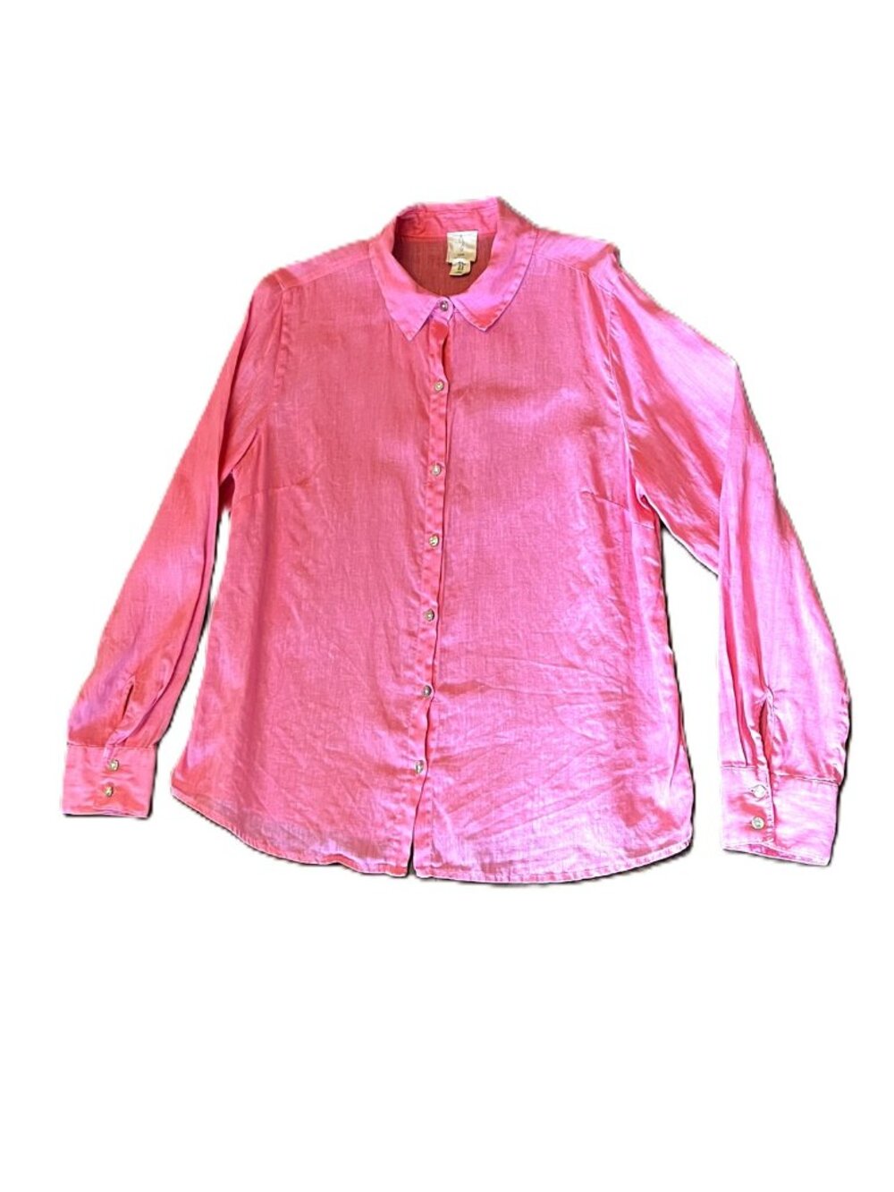 Women's Pink Joie 100% Linen Long Sleeve Button Front Shirt, Size M